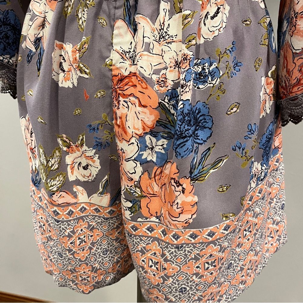 Angie long sleeve off-shoulder romper with a floral pattern‎ cottagecore - Picture 8 of 13